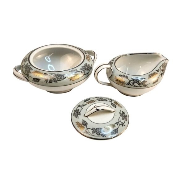 Mid-Century Noritake (5487) Silvine Creamer & Sugar - Picture 3 of 7